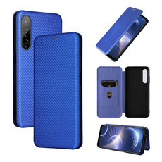 For HTC Desire 22 Pro Carbon Fiber Texture Flip Leather Phone Case(Blue) For HTC Desire 22 Pro Carbon Fiber Texture Flip Leather Phone Case(Blue)