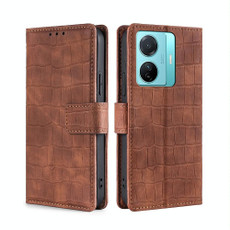 For vivo S15e 5G/T1 Snapdragon 778G Skin Feel Crocodile Magnetic Clasp Leather Phone Case(Brown)