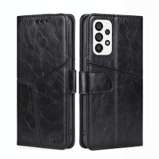 For Samsung Galaxy A73 5G Geometric Stitching Horizontal Flip Leather Phone Case(Black)