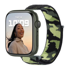 Nylon Loop Watch Band For Apple Watch Series 9&8&7 41mm / SE 3&SE 2&6&SE&5&4 40mm / 3&2&1 38mm(Army Green Camouflage)