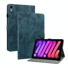 For iPad mini 6 Tiger Pattern PU Tablet Case With Sleep / Wake-up Function For iPad mini 2021(Dark Blue)