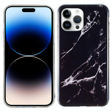 For iPhone 14 Pro Max IMD Marble TPU Phone Case (Black)