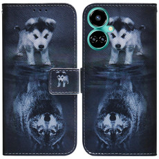 For Tecno Camon 19 Coloured Drawing Leather Phone Case(Wolf and Dog)