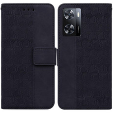 For OPPO A57 2022 4G/A57 2022 5G/Realme Q5i/Realme V23 5G/Realme Narzo 50 5G/A77 5G Geometric Embossed Leather Phone Case(Black)