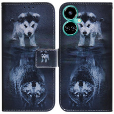 For Tecno Camon 19 Pro 5G Coloured Drawing Leather Phone Case(Wolf and Dog)