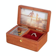 Wooden Jewelry Storage Music Box with Photo Frame Function, Spec: Rosewood+Ring Flannel Wooden Jewelry Storage Music Box with Photo Frame Function, Spec: Rosewood+Ring Flannel