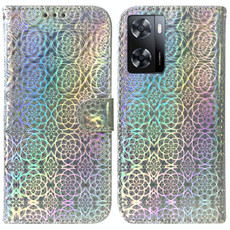 For OPPO A57 2022 4G/A57 2022 5G/Realme Q5i/Realme V23 5G/Realme Narzo 50 5G/A77 5G Colorful Magnetic Buckle Leather Phone Case(Silver)