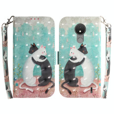 For Nokia C21 3D Colored Horizontal Flip Leather Phone Case(Black White Cat)