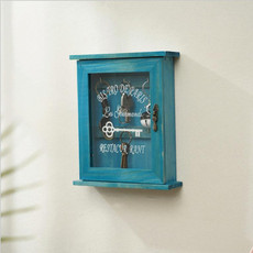 Entry Wooden Wall Hanging Key Storage Box, Spec: Blue