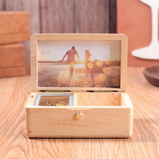 Wooden Jewelry Storage Music Box with Photo Frame Function, Spec: Maple Wooden Jewelry Storage Music Box with Photo Frame Function, Spec: Maple