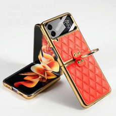For Samsung Galaxy Z Flip4 GKK Integrated Plating + Leather Phone Case with Ring(Orange) For Samsung Galaxy Z Flip4 GKK Integrated Plating + Leather Phone Case with Ring(Orange)