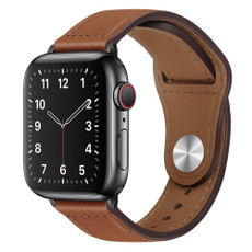 PU Leather Black Buckle Watch Band For Apple Watch Series 9&8&7 41mm / SE 3&SE 2&6&SE&5&4 40mm / 3&2&1 38mm(Brown)