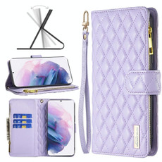 For Samsung Galaxy S21+ 5G Diamond Lattice Zipper Wallet Leather Flip Phone Case(Purple) For Samsung Galaxy S21+ 5G Diamond Lattice Zipper Wallet Leather Flip Phone Case(Purple)