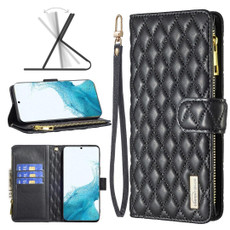 For Samsung Galaxy S22 5G Diamond Lattice Zipper Wallet Leather Flip Phone Case(Black) For Samsung Galaxy S22 5G Diamond Lattice Zipper Wallet Leather Flip Phone Case(Black)