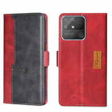 For OPPO Realme Narzo 50A Contrast Color Side Buckle Leather Phone Case(Red + Black)