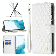 For Samsung Galaxy S22 5G Diamond Lattice Zipper Wallet Leather Flip Phone Case(White) For Samsung Galaxy S22 5G Diamond Lattice Zipper Wallet Leather Flip Phone Case(White)