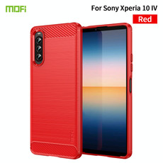 For Sony Xperia 10 IV MOFI Gentleness Series Brushed Texture Carbon Fiber Soft TPU Case(Red)