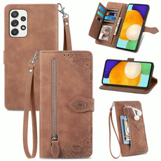 For Samsung Galaxy A52s 5G Embossed Flower Shockproof Leather Phone Case(Brown) For Samsung Galaxy A52s 5G Embossed Flower Shockproof Leather Phone Case(Brown)