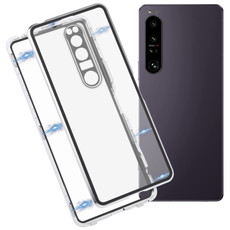 For Sony Xperia 1 IV HD Magnetic Metal Tempered Glass Phone Case(Silver) For Sony Xperia 1 IV HD Magnetic Metal Tempered Glass Phone Case(Silver)