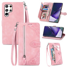 For Samsung Galaxy S22 Ultra 5G Embossed Flower Shockproof Leather Phone Case(Pink) For Samsung Galaxy S22 Ultra 5G Embossed Flower Shockproof Leather Phone Case(Pink)