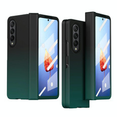 For Samsung Galaxy Z Fold4 Colorful Gradient Tempered Film Integrated Phone Case(Cyan)
