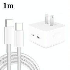 PD 35W Dual USB-C / Type-C Ports Charger with 1m Type-C to Type-C Data Cable, US Plug