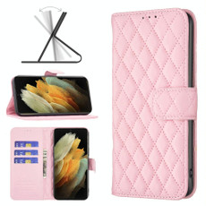 For Samsung Galaxy S21 Ultra 5G Diamond Lattice Wallet Leather Flip Phone Case(Pink) For Samsung Galaxy S21 Ultra 5G Diamond Lattice Wallet Leather Flip Phone Case(Pink)