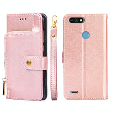 For Tecno Pop 2/Pop 2 F/Pop 2 Pro/Pop 2 Power/Itel P13/B1F Zipper Bag Leather Phone Case(Rose Gold)