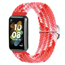 For Huawei Band 7 Nylon Braided Buckle Watch Band(Colorful Red) For Huawei Band 7 Nylon Braided Buckle Watch Band(Colorful Red)