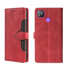 For Tecno Pop 4 Skin Feel Straw Hat Magnetic Buckle Leather Phone Case(Red)