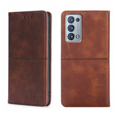 For OPPO Reno6 Pro+ Cow Texture Magnetic Horizontal Flip Leather Phone Case(Dark Brown)