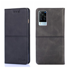 For vivo X60 Pro Global/X60 Curved Screen Cow Texture Magnetic Horizontal Flip Leather Phone Case(Black)