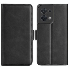 For OPPO Reno8 Dual-side Magnetic Buckle Flip Leather Phone Case(Black)