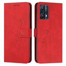 For OPPO Realme 9 Pro+ Skin Feel Heart Pattern Leather Phone Case(Red)
