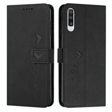 For Samsung Galaxy A70 Skin Feel Heart Pattern Leather Phone Case(Black)