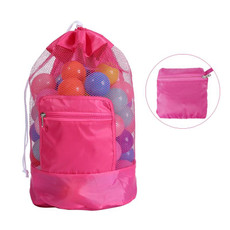 Double Shoulder Mesh Backpack Toy Storage Beach Bag For Children(Rose Red) Double Shoulder Mesh Backpack Toy Storage Beach Bag For Children(Rose Red)