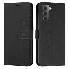 For Samsung Galaxy S21+ Skin Feel Heart Pattern Leather Phone Case(Black)
