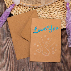 20 PCS Retro Hollow Kraft Blessing Card with Envelope(Love You)