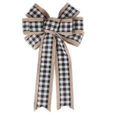 Fine Linen Plaid Christmas Bow Festive Scene Decoration(Gray Plaid) Fine Linen Plaid Christmas Bow Festive Scene Decoration(Gray Plaid)