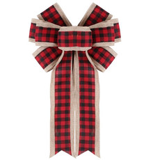 Fine Linen Plaid Christmas Bow Festive Scene Decoration(Red Plaid) Fine Linen Plaid Christmas Bow Festive Scene Decoration(Red Plaid)