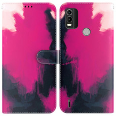 For Nokia C21 Plus Watercolor Pattern Horizontal Flip Leather Phone Case(Berry Color)