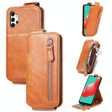 For Samsung Galaxy A32 5G Zipper Wallet Vertical Flip Leather Phone Case(Brown)
