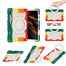 For Samsung Galaxy Tab S8 Ultra Armor Contrast Color Silicone + PC Tablet Case(Colorful Red)