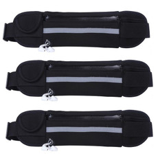 3PCS Outdoor Sports Large Capacity Portable Sweatproof Waist Bag(Black)