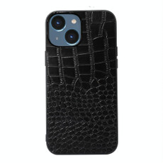 For iPhone 14 Crocodile Top Layer Cowhide Leather Case (Black)