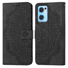 For OPPO Realme 9i Mandala Embossed Flip Leather Phone Case(Black)