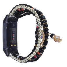 For Fitbit Charge 5 Eye Bead Chain Watch Band(Black) For Fitbit Charge 5 Eye Bead Chain Watch Band(Black)
