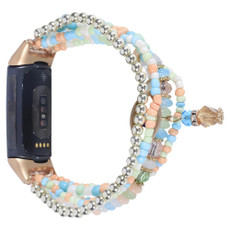 For Fitbit Charge 5 Eye Bead Chain Watch Band(Pink) For Fitbit Charge 5 Eye Bead Chain Watch Band(Pink)