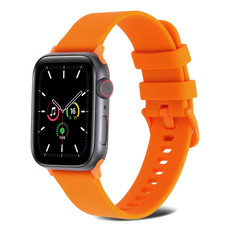 Plain Weave Silicone Watch Band For Apple Watch Series 9&8&7 41mm / SE 3&SE 2&6&SE&5&4 40mm / 3&2&1 38mm(Orange)