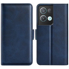 For OPPO Reno8 Pro Dual-side Magnetic Buckle Horizontal Flip Leather Phone Case(Dark Blue)